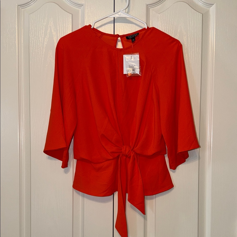 Topshop Tie-Front Orange Size US 2 NWT
